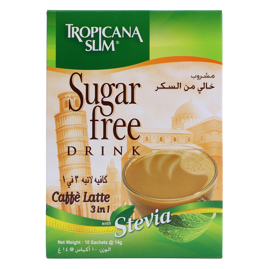 Cà Phê Ăn Kiêng Latte Với Chiết Xuất Cỏ Ngọt Tropicana Slim (10 Gói x 14g)