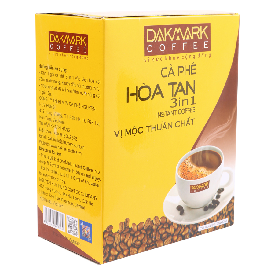 Cà Phê Hoà Tan 3in1 DakMark (Hộp 17 Gói)