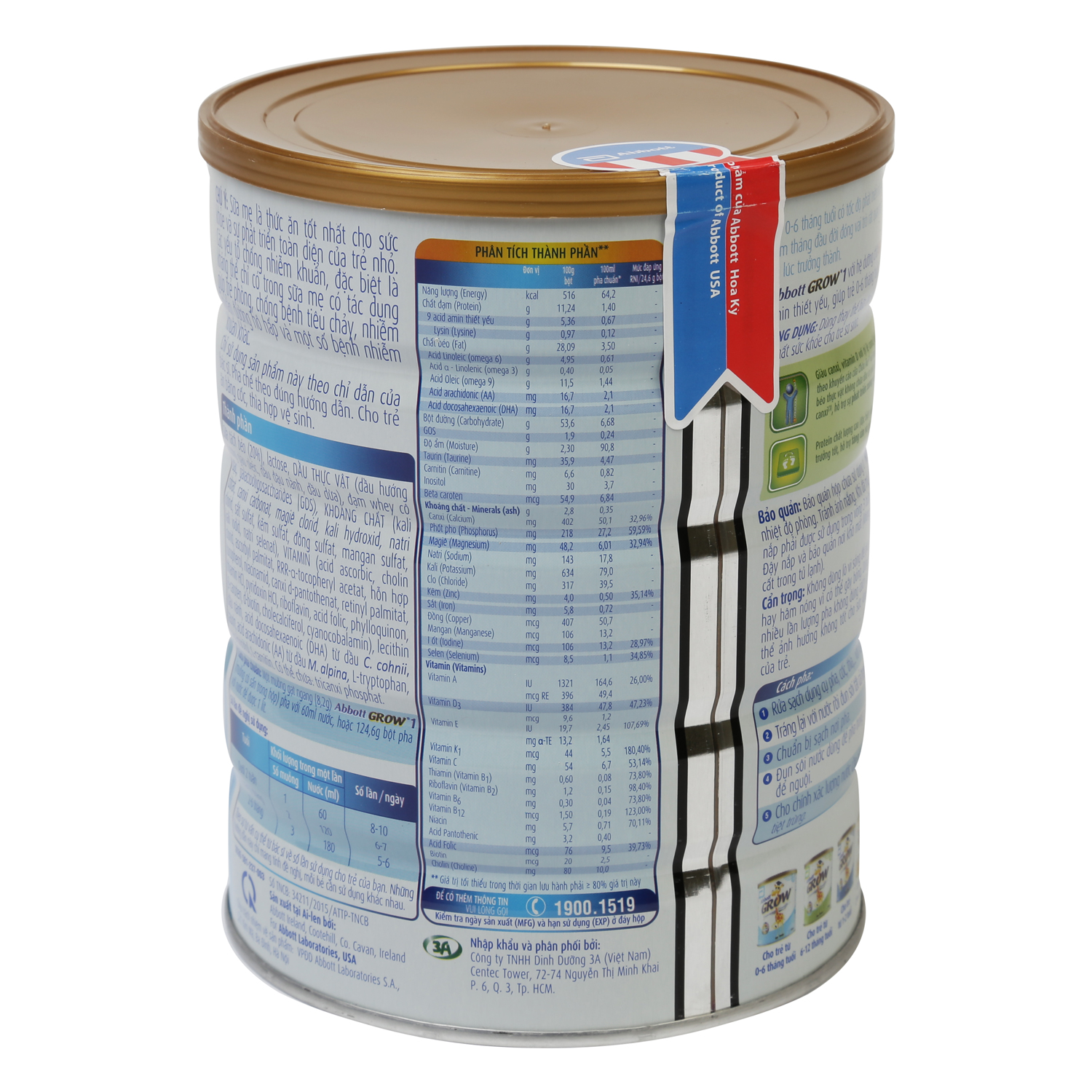 Sữa Bột Abbott Grow 1 dành cho trẻ 0 - 6 tháng tuổi (900g)