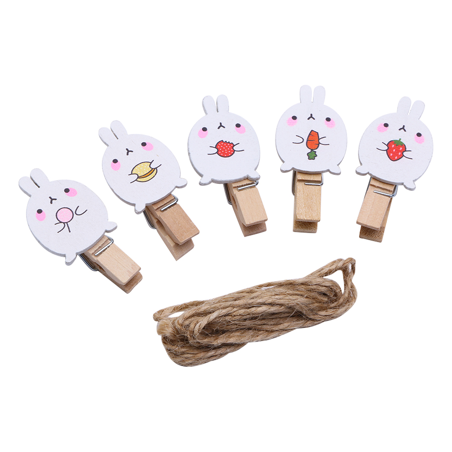 Bộ Kẹp Ảnh Gỗ Rabbit An Phát (10 Cái)