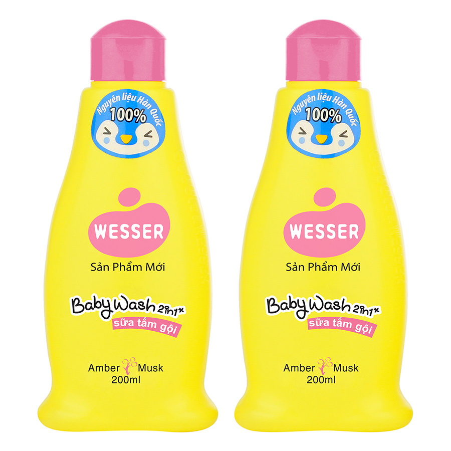 Bộ 2 Chai Sữa Tắm Gội Wesser 2in1 Hương Hổ Phách Xạ Hương - Hồng
