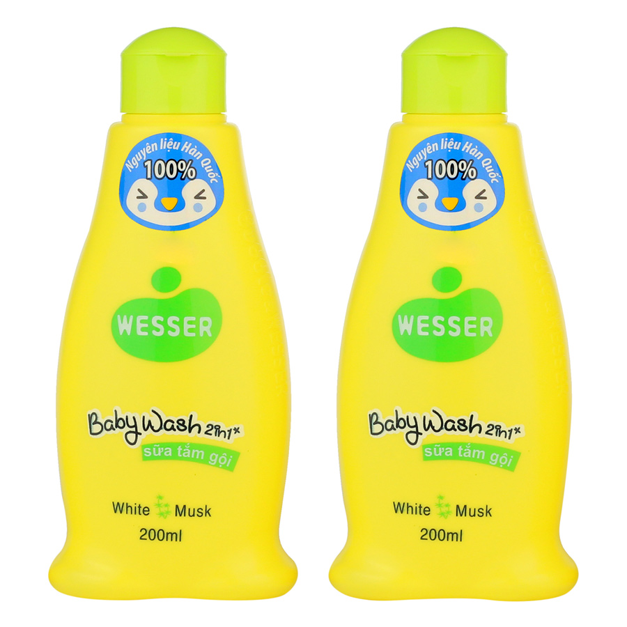 Bộ 2 Chai Sữa Tắm Gội Wesser 2in1 Hương Cỏ Xạ Hương - Xanh Lá