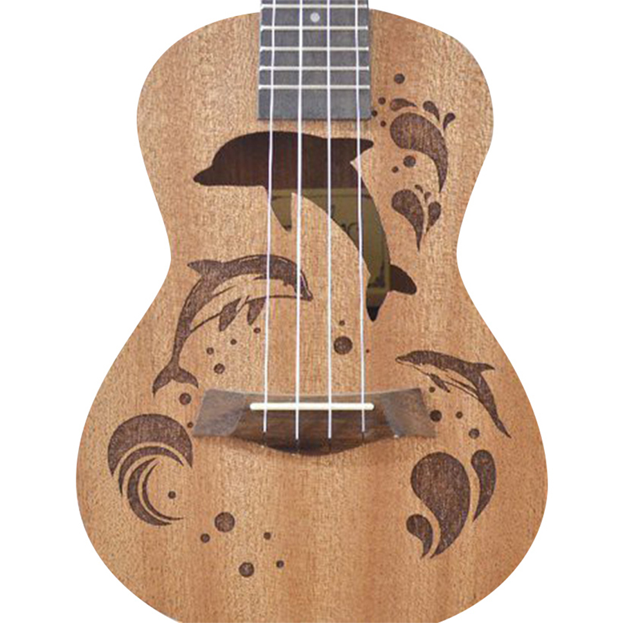 Ukulele Concert Gỗ Khắc Hình Cá Heo KBD 33A18-CV