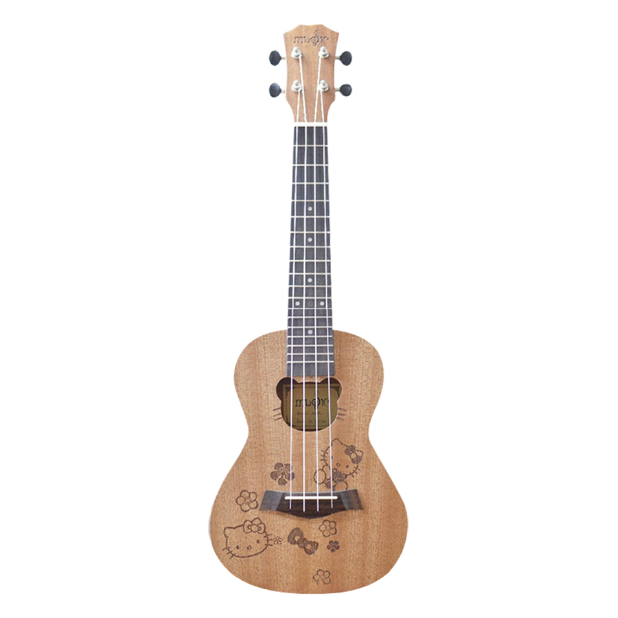 Ukulele Concert Gỗ Khắc Hình Kitty KBD 33A18-Ki