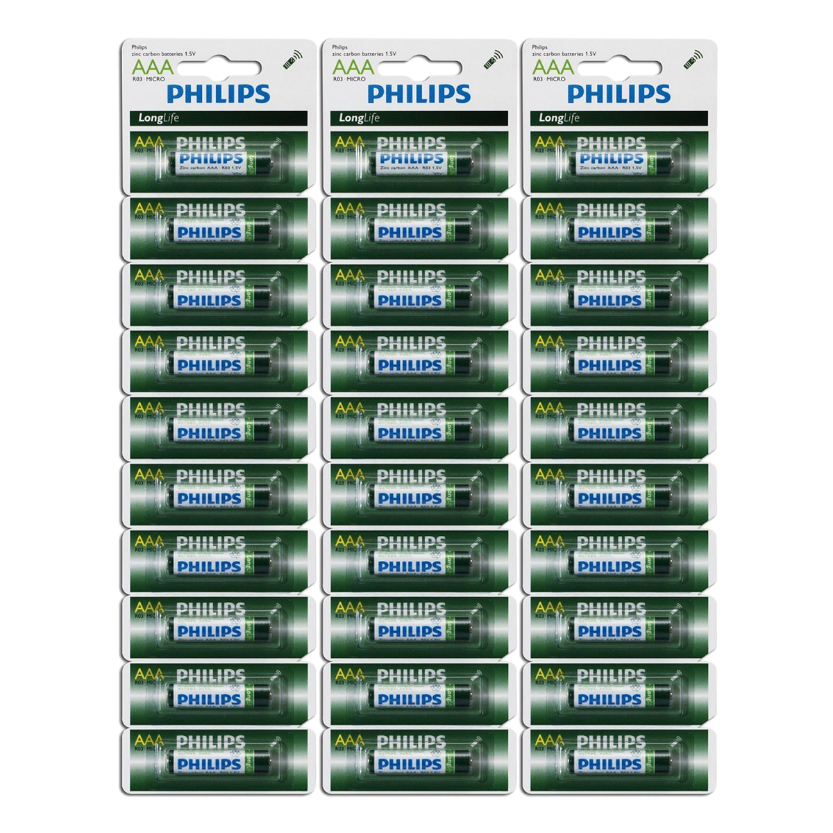Combo 3 Vĩ Pin Kẽm Philips AAA R03L10S