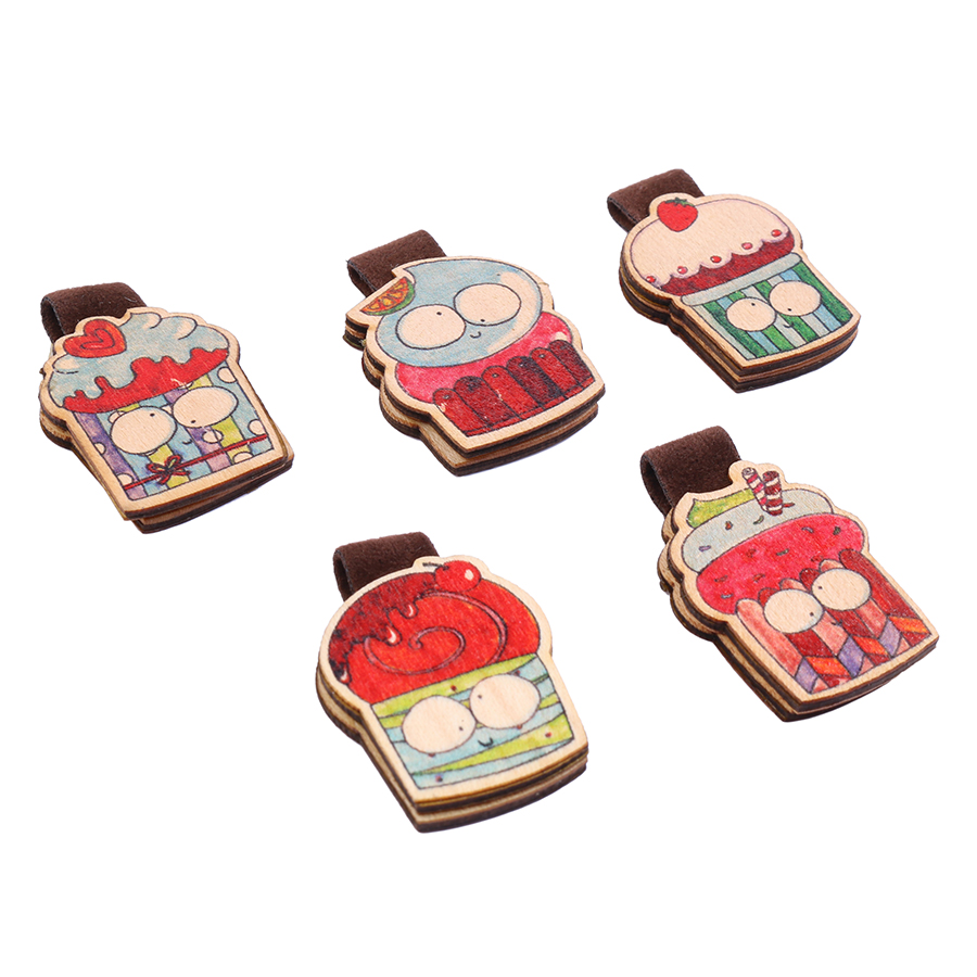 Set 5 Bookmark Gỗ Nam Châm Cupcake