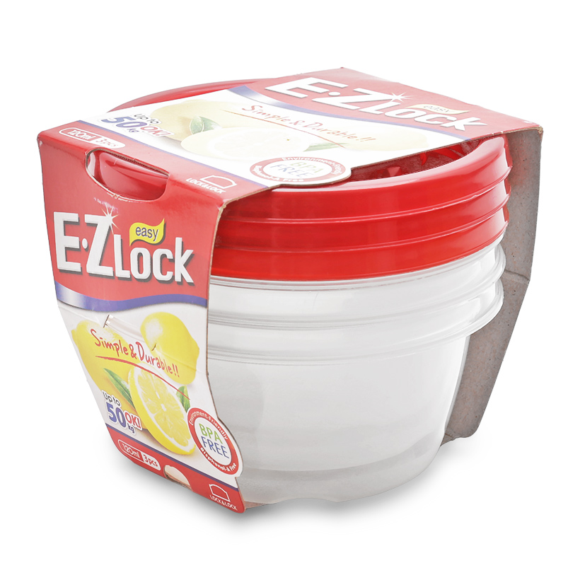 Bộ 3 Hộp Bảo Quản Ezlock Nắp Đỏ Lock&amp;Lock HLE9204S 120Ml