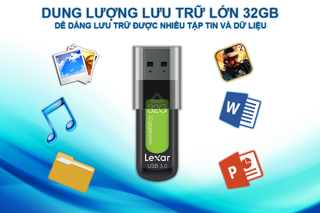 USB Lexar S57 32GB - USB 3.0 - Hàng Chính Hãng