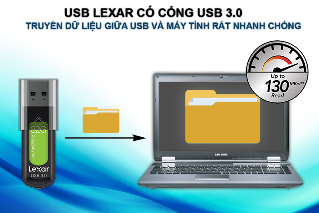 USB Lexar S57 32GB - USB 3.0 - Hàng Chính Hãng