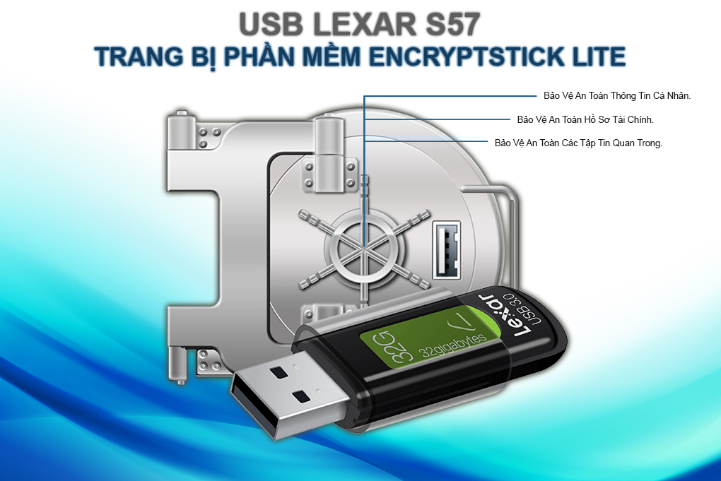 USB Lexar S57 32GB - USB 3.0 - Hàng Chính Hãng