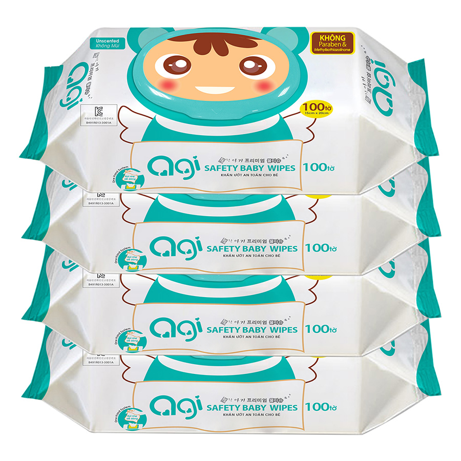 Bộ 4 Gói Khăn Ướt Không Hương Agi - Giao Mẫu Ngẫu Nhiên