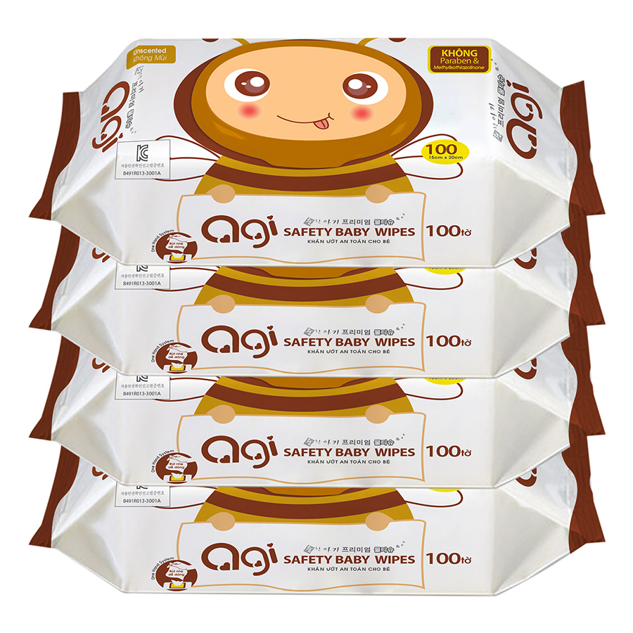 Bộ 4 Gói Khăn Ướt Không Hương Agi - Giao Mẫu Ngẫu Nhiên