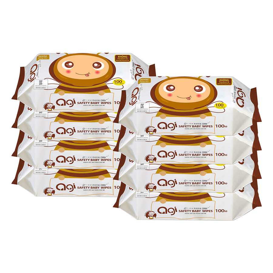 Bộ 8 Gói Khăn Ướt Không Hương Agi - Giao Mẫu Ngẫu Nhiên