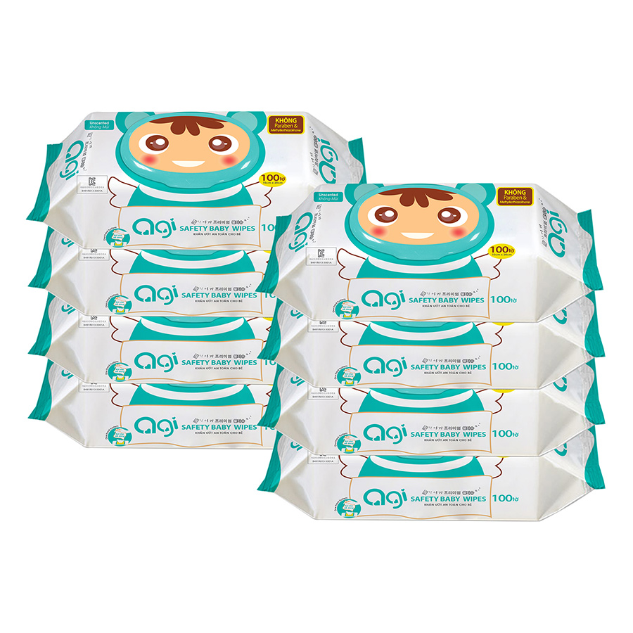 Bộ 8 Gói Khăn Ướt Không Hương Agi - Giao Mẫu Ngẫu Nhiên