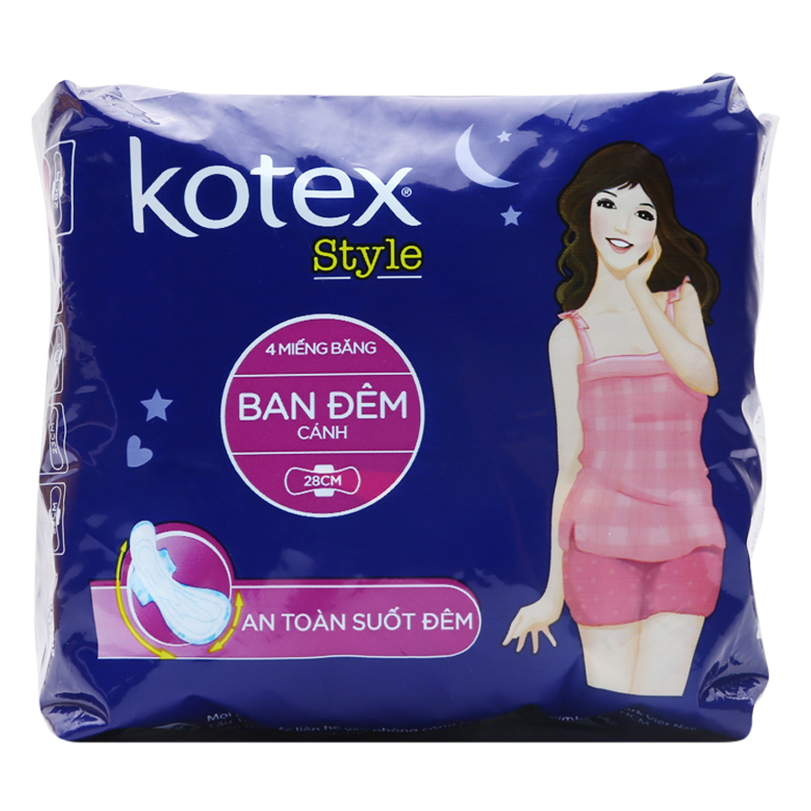 Bộ 8 Gói Băng Vệ Sinh Kotex Style Cánh Đêm 28cm
