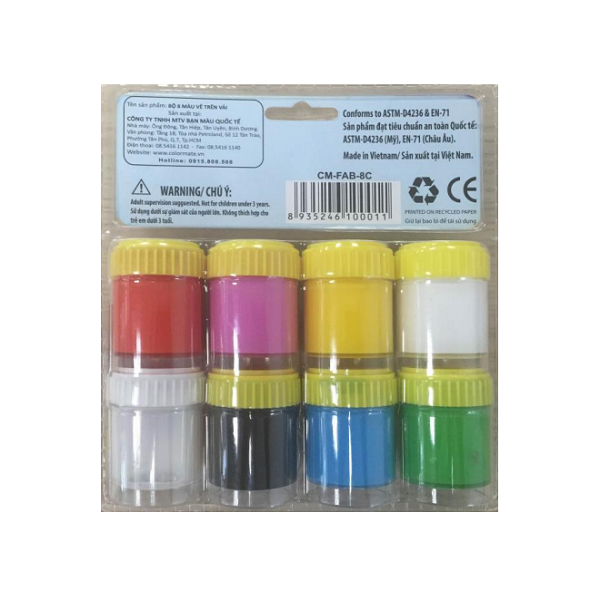 Bộ 8 Màu Vẽ Trên Vải Colormate - CM-FAB-8C