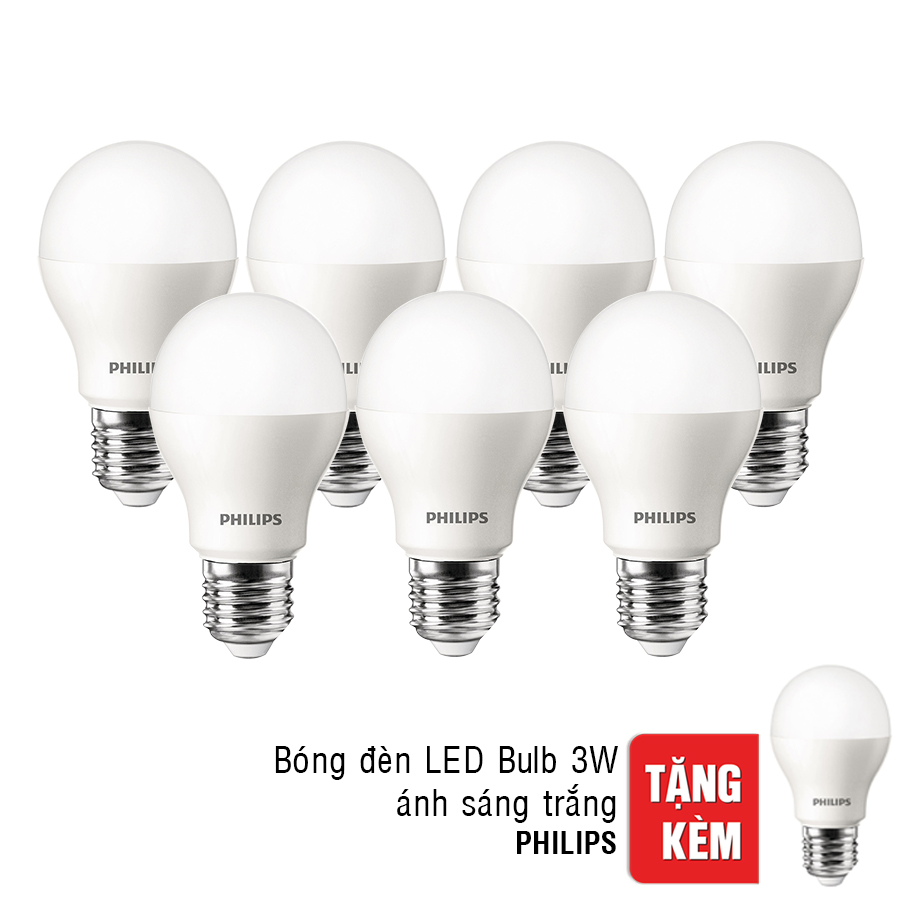 Bộ 8 Bóng Đèn Philips LED Essential 3W 6500K E27 P45 - Ánh Sáng Trắng - Hàng Chính Hãng