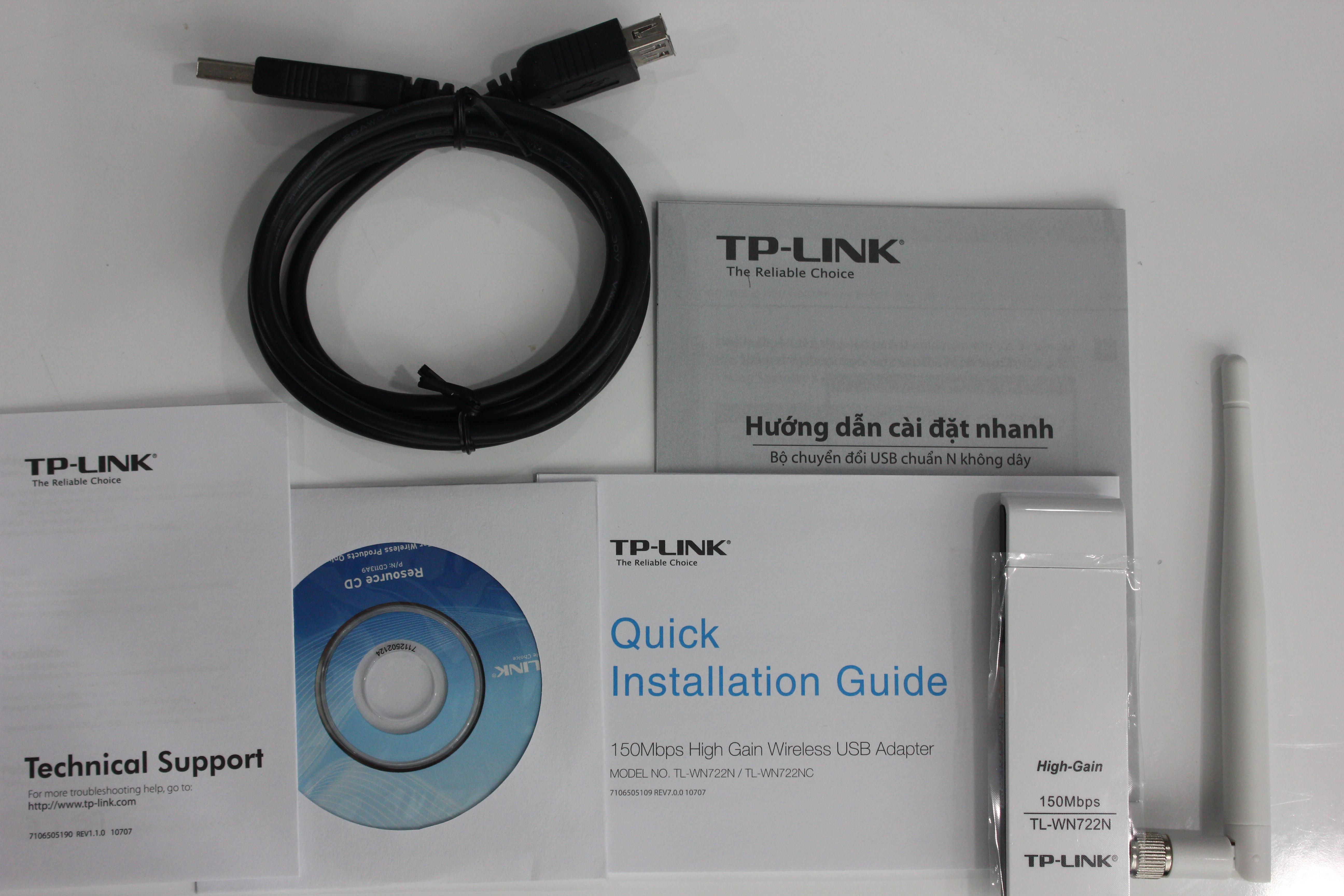 TP-Link  TL-WN722N - USB Wifi (High Gain) Tốc Độ 150Mbps - Hàng Nhập Khẩu