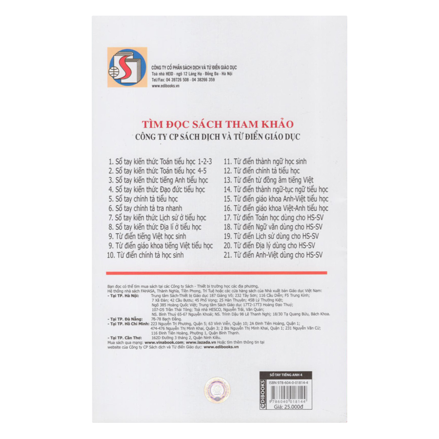 Sổ Tay Tiếng Anh (Lớp 1, 2, 3, 4, 5)