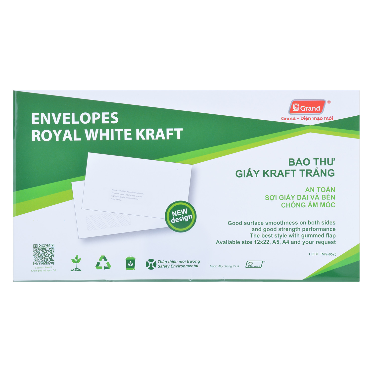 Bao Thư Trắng Có Keo Grand 12x22 (20 Cái)