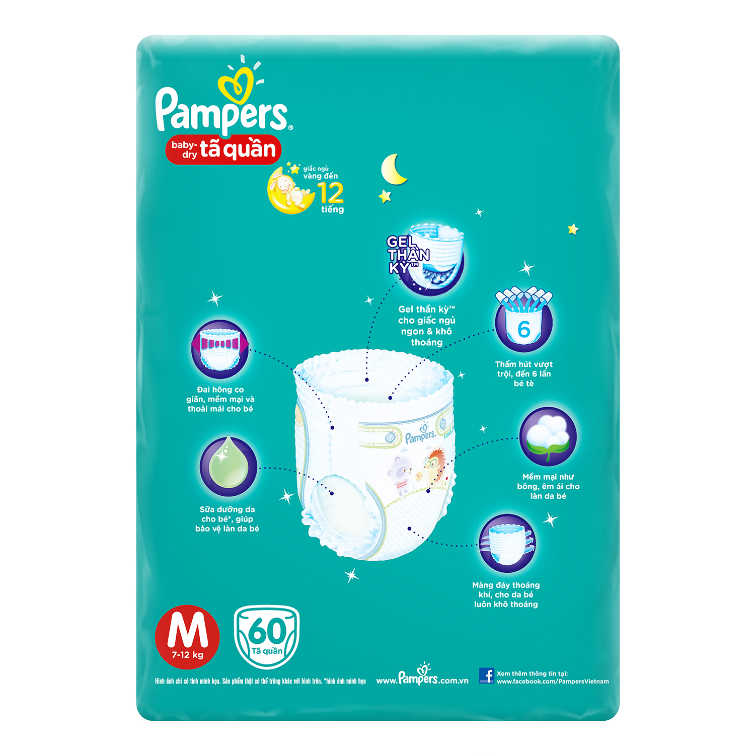 Tã/ Bỉm Quần PAMPERS Giữ Dáng Gói Đại Size M(60 miếng, 7-12kg)/ XL (48 miếng, 12-17kg), Chống Xệ