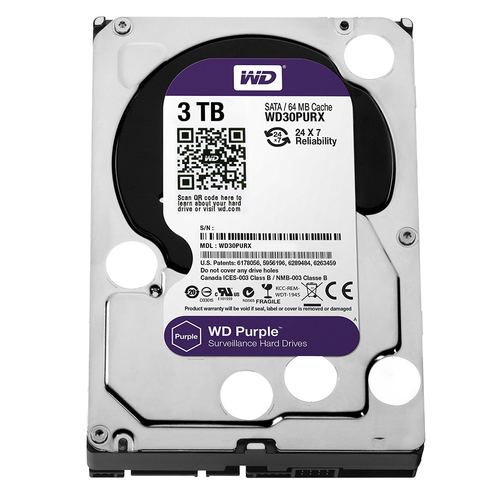 Ổ Cứng Camera WD Purple™ 3TB/64MB/3.5 IntelliPower - WD30PURZ - Hàng chính hãng