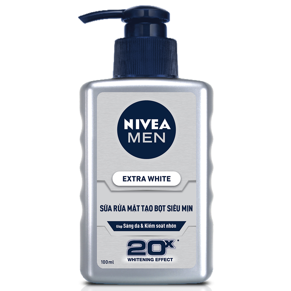 Sữa Rửa Mặt tạo Bọt Siêu Mịn Nivea Men Extra White (100ml) - 83956