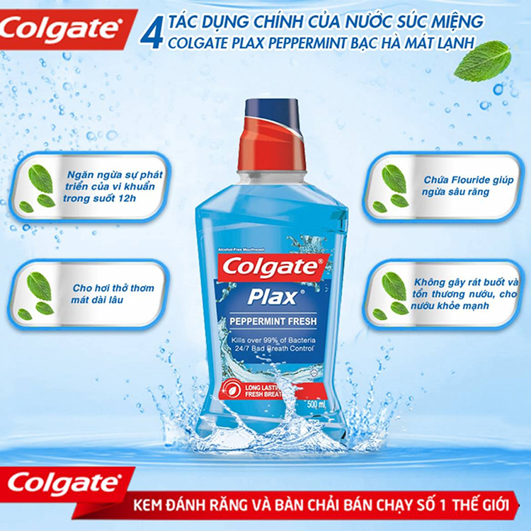 Nước Súc Miệng Colgate Plax Peppermint Bạc Hà The Mát (500ml) - 1525268