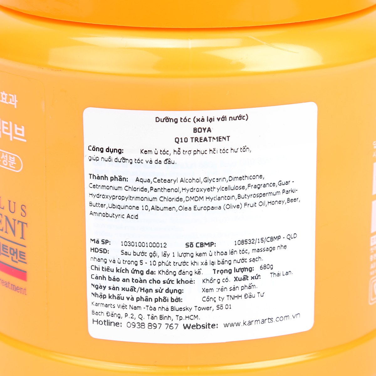 Kem Ủ Tóc Boya Hair Treatment Q10 (680g)