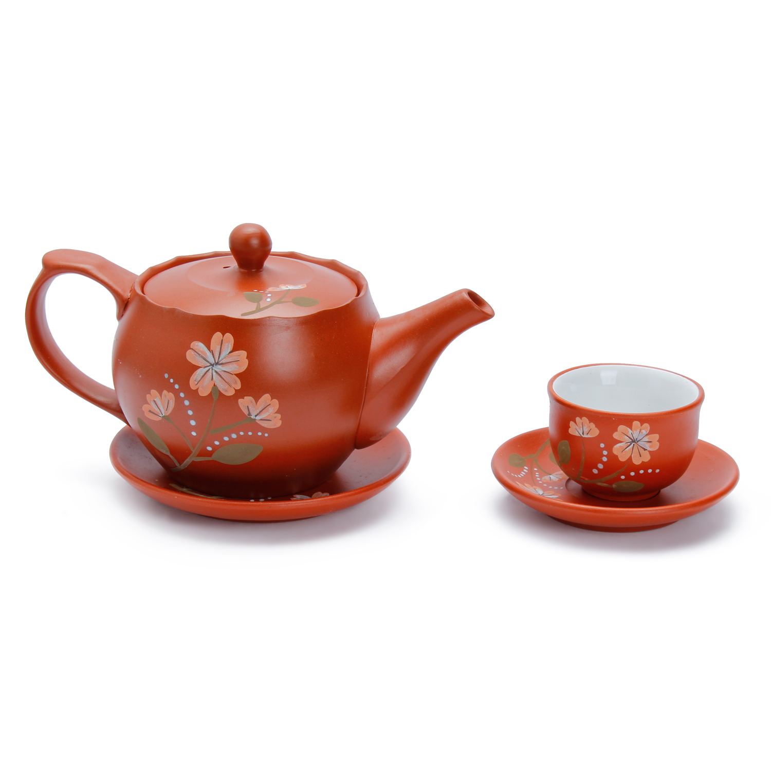 Bộ Bình Trà Gốm Hoa Gốm Sứ Bát Tràng T616H
