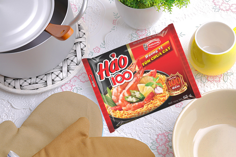 Mì Hảo 100 Tôm Chua Cay thùng 30 gói 65g