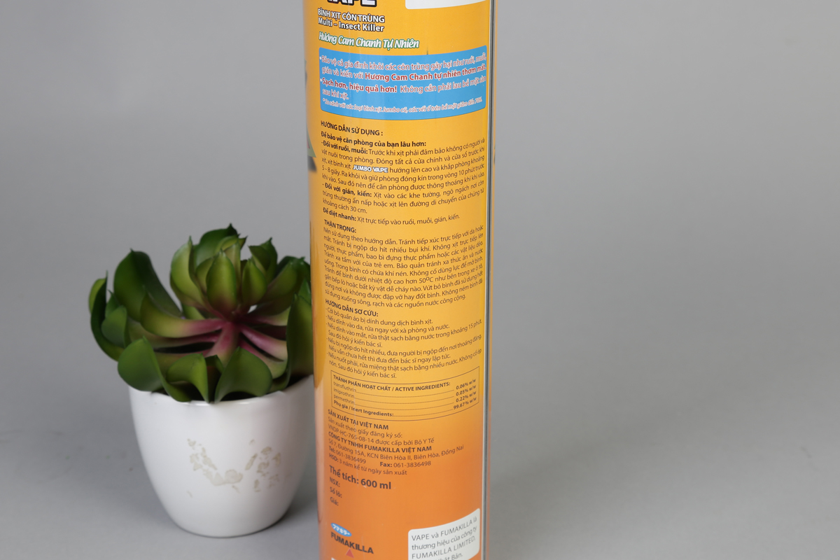 Bình Xịt Côn Trùng - Jumbo Vape - Multi - Insect Killer - Hương Cam Chanh Tự Nhiên - 8934732201911