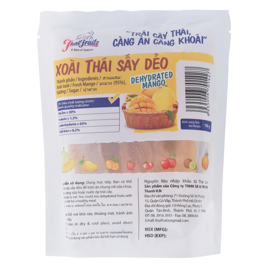 Xoài Sấy Dẻo Thaifruitz 100g