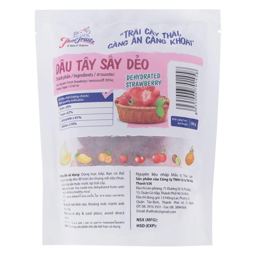 Dâu Tây Thaifruitz Sấy Dẻo 100g