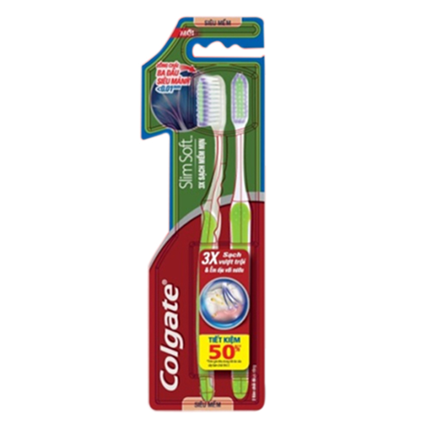 Bộ Đôi Bàn Chải Đánh Răng Colgate  Slimsoft 3x Sạch Mềm Mịn - 183902092