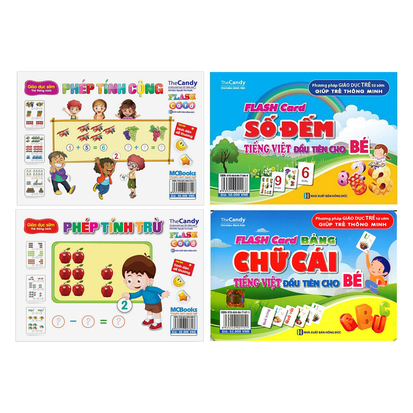 Flashcard Bé Học Chữ Cái - Phép Cộng - Trừ Chuẩn Phương Pháp Glenn Doman (Tặng Truyện Song Ngữ Anh - Việt 60k)