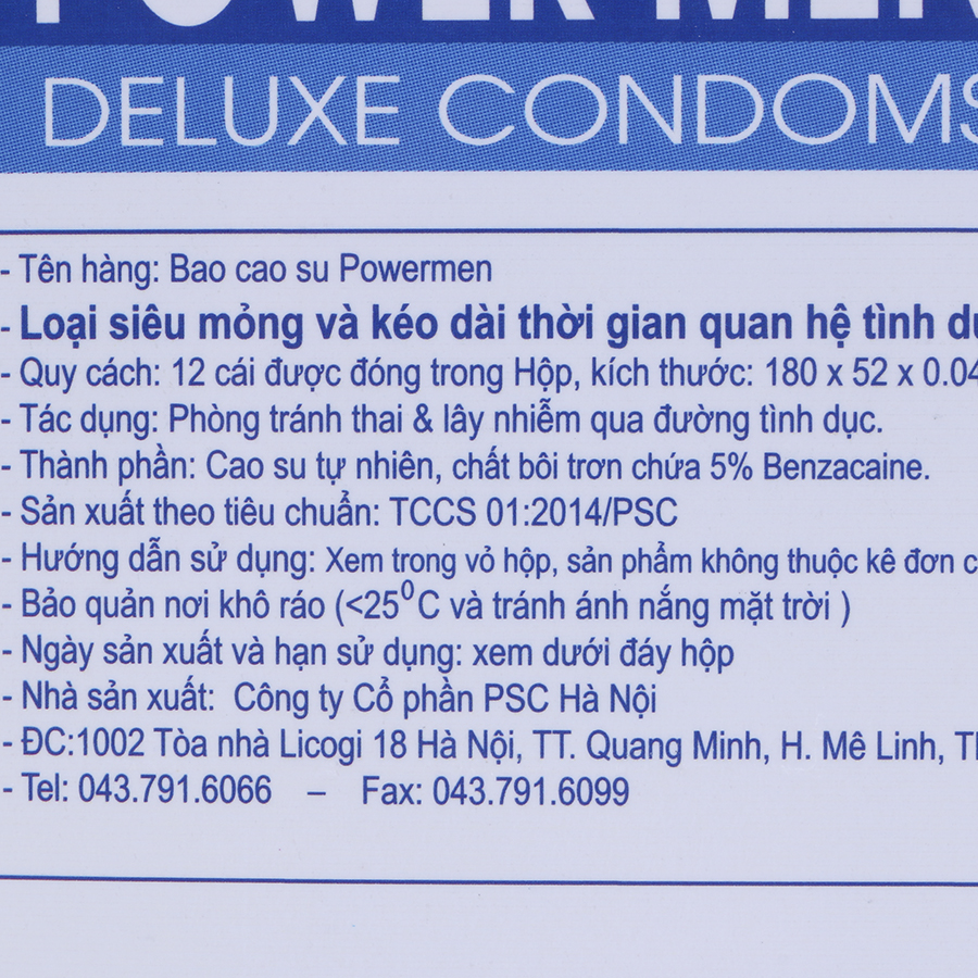 Bao Cao Su Siêu Mỏng Kéo Dài Powermen Viagra (12 Chiếc)