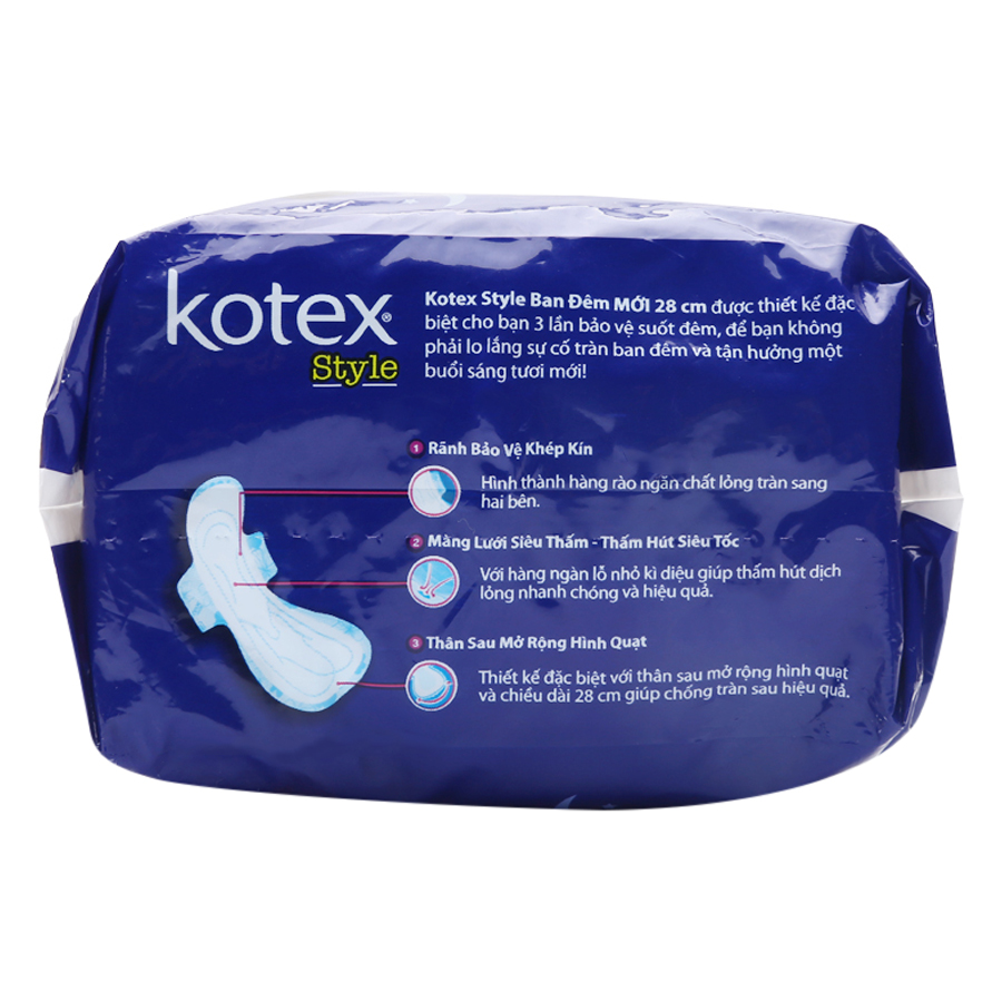 Bộ 8 Gói Băng Vệ Sinh Kotex Style Cánh Đêm 28cm