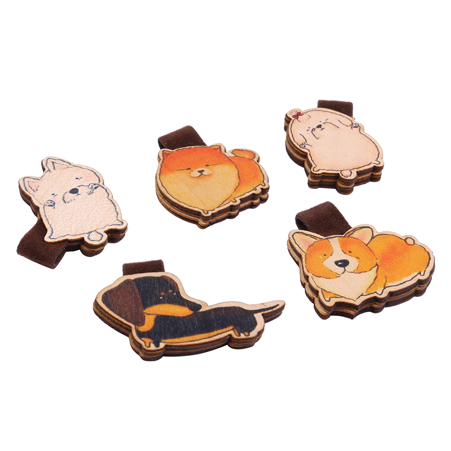 Set 5 Bookmark Gỗ Nam Châm Chó Corgi (Màu Ngẫu Nhiên)