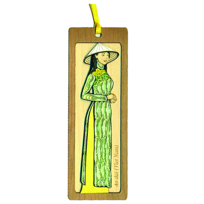 Bookmark Quilling &amp; Veneer Nhỏ Việt Net - Áo Dài Quê Hương Mẫu 1