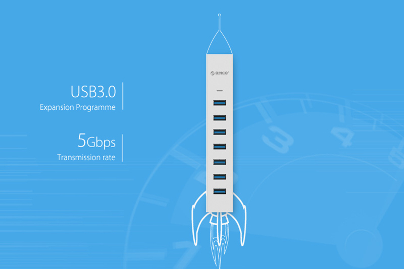 Hub USB 3.0 7 Cổng Type-C Orico ASH7-U3 - Hàng Chính Hãng