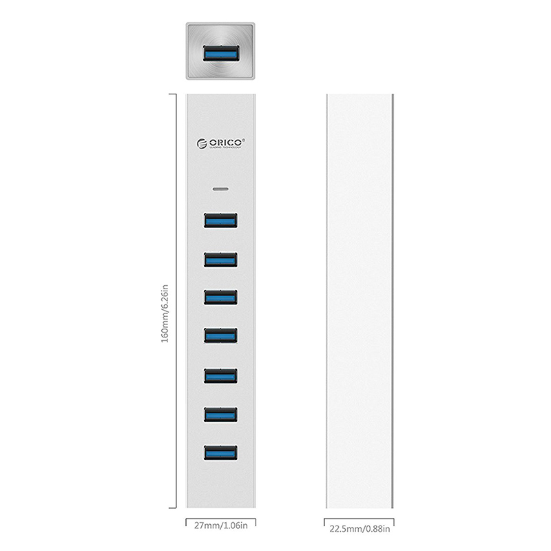 Hub USB 3.0 7 Cổng Type-C Orico ASH7-U3 - Hàng Chính Hãng