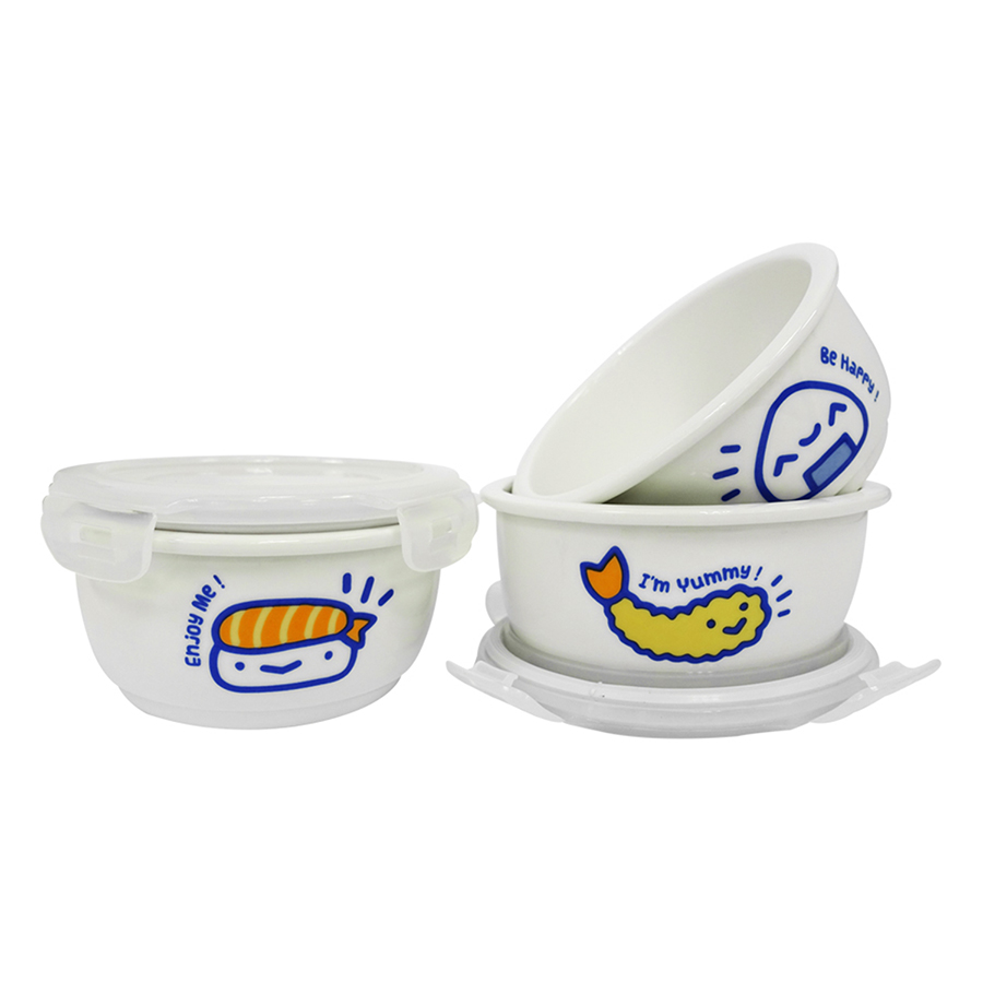 Bộ 3 hộp cơm sứ Dong Hwa B1505-01S301