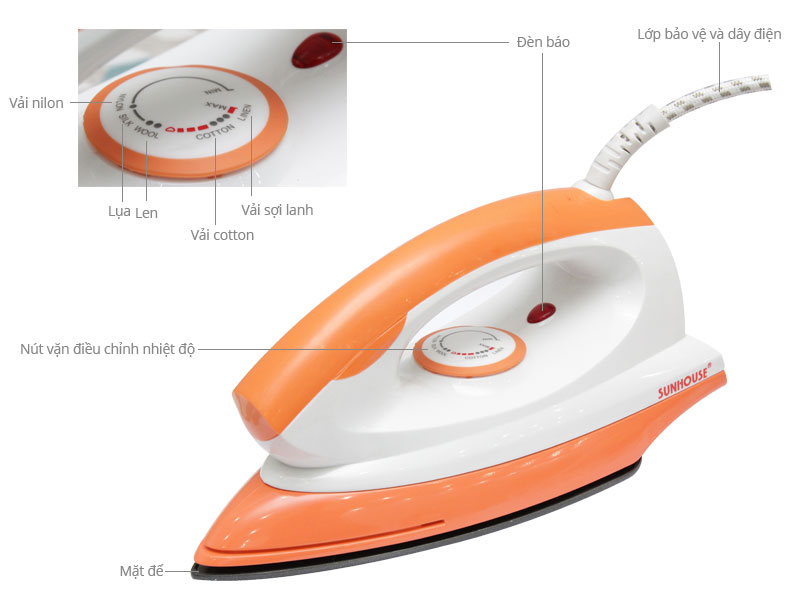 Bàn Là Khô Sunhouse SHDI1070 - Hàng chính hãng