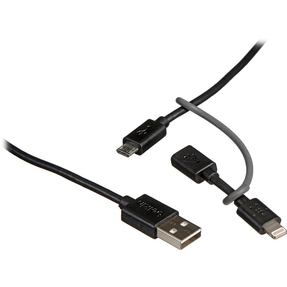 Cáp Sạc Micro USB  &amp; Lightning Belkin F8J080bt03-BLK 90cm - Hàng Chính Hãng