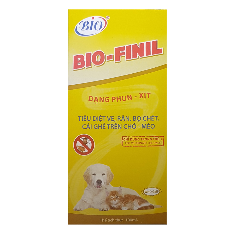Thuốc Phun Xịt Ve, Ghẻ, Bọ Chét Chó Mèo Bio Finil