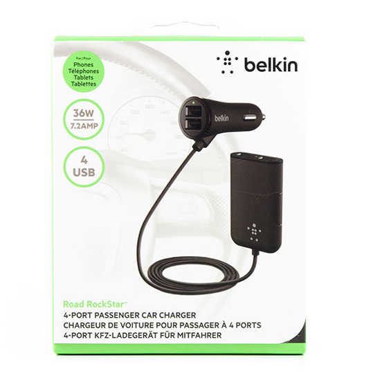 Adapter Sạc Xe Hơi 4 Cổng 2.4A Belkin F8M935BT06 (Đen) - Hàng Chính Hãng