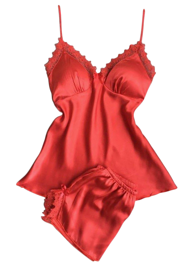 Bộ Đồ Ngủ Lụa La Luna BN01Đo - Đỏ