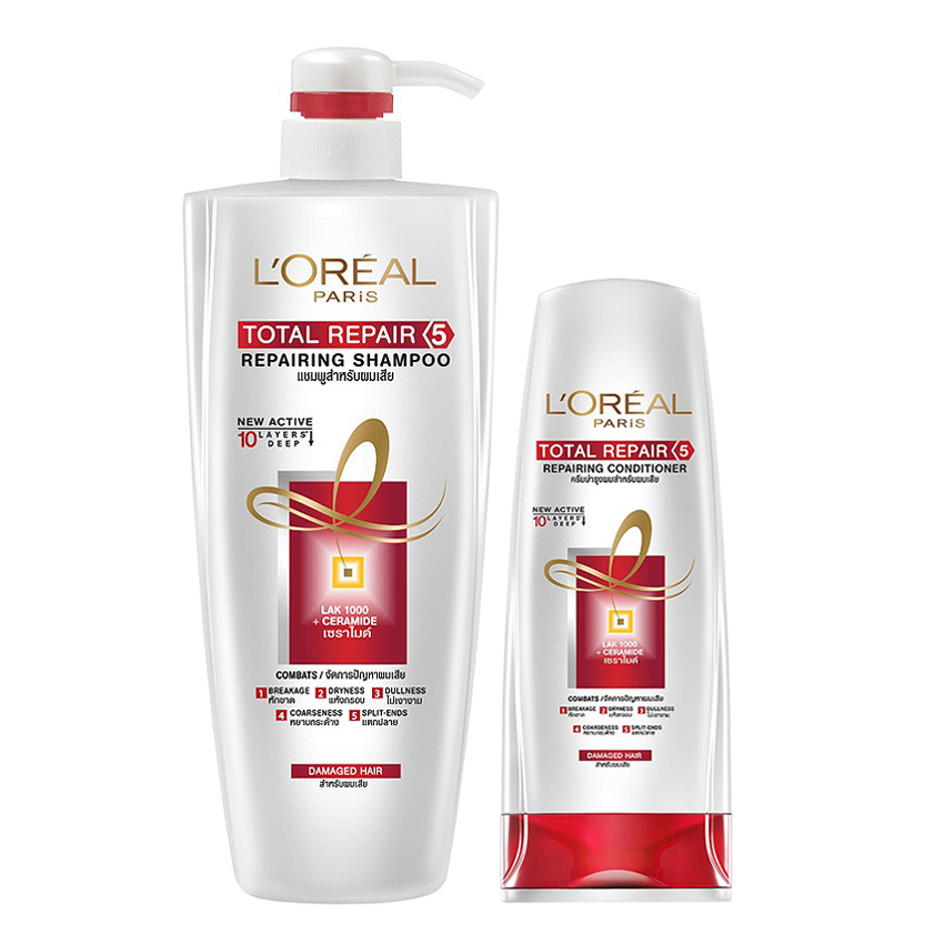 Bộ Gội - Xả Phục Hồi Tóc Total Repair 5 L'oreal