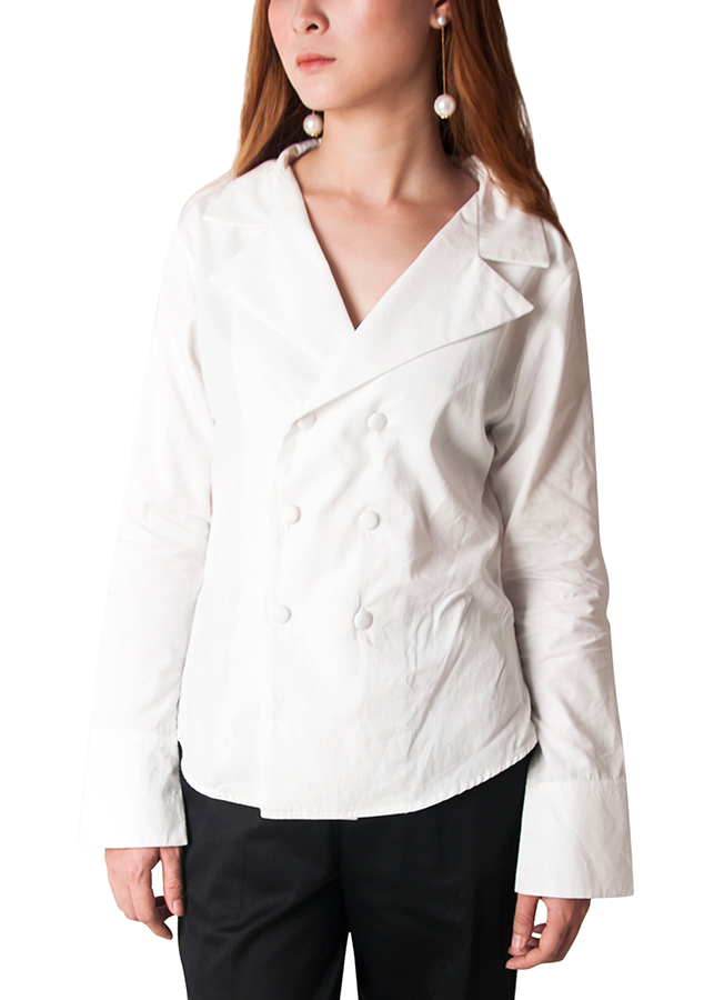 Áo kiểu sơ mi cổ vest Carita BW006